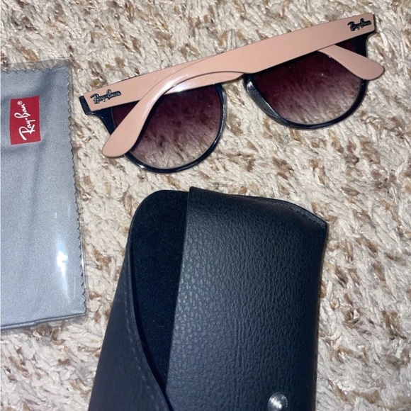 Ray-Ban Black and Pink Sunglasses with Case (WORN TWICE - like new) - Picture 3 of 4